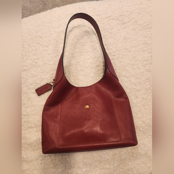 Coach Brooklyn Bag 28 In Burgundy - Picture 2 of 5